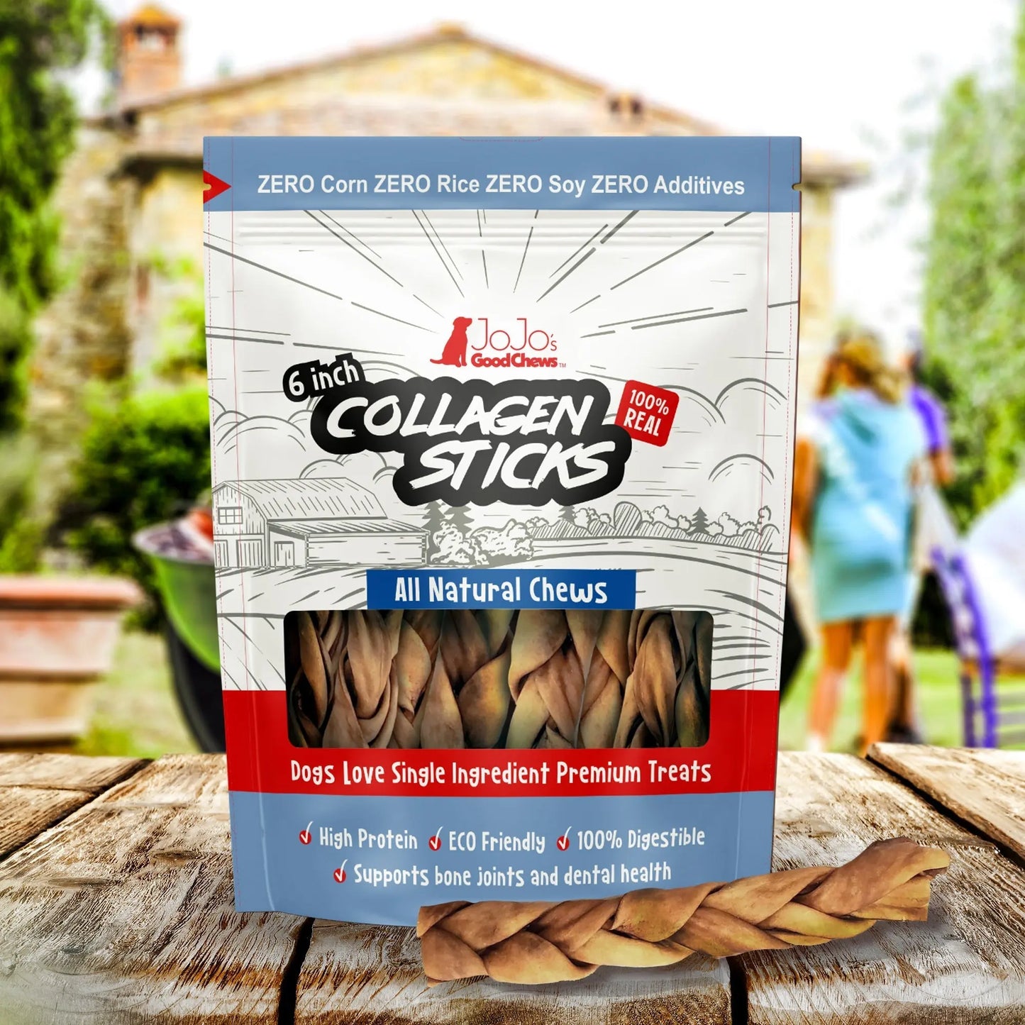 All-Natural Braided Collagen Stick Dog Treats, Supports Joint, Skin & Coat Health – 6-Inch Standard (4-Pack) American Pet Supplies