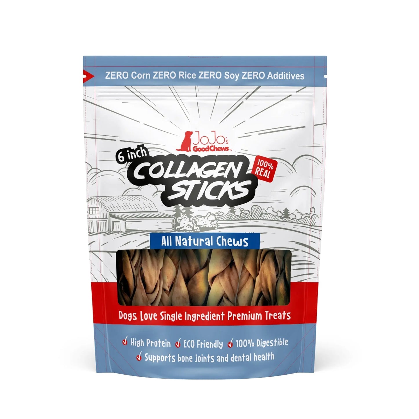 All-Natural Braided Collagen Stick Dog Treats, Supports Joint, Skin & Coat Health – 6-Inch Standard (4-Pack) American Pet Supplies