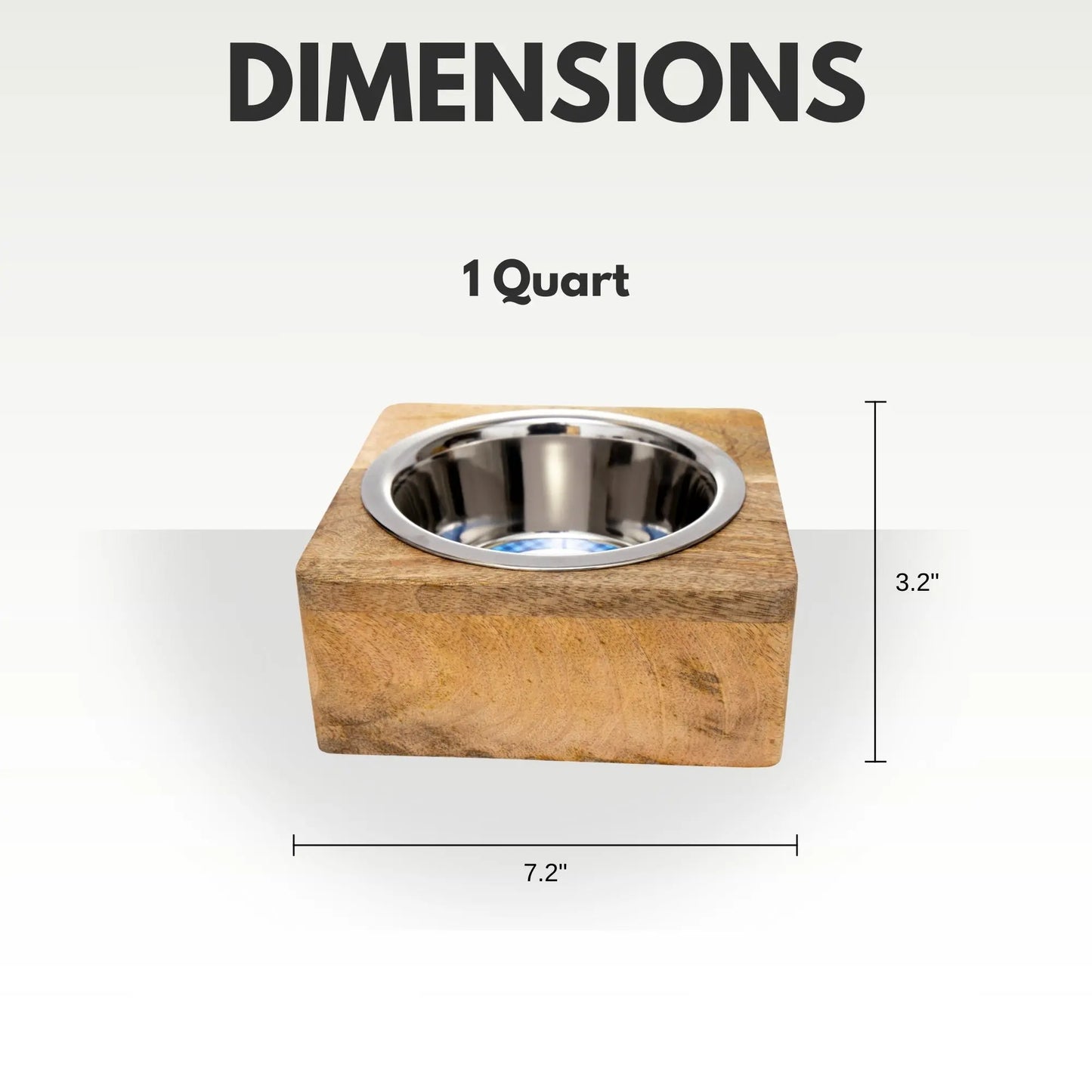Country Living Elegant Stainless Steel Dog Bowl with Square Mango Wood Holder – 1 Quart American Pet Supplies