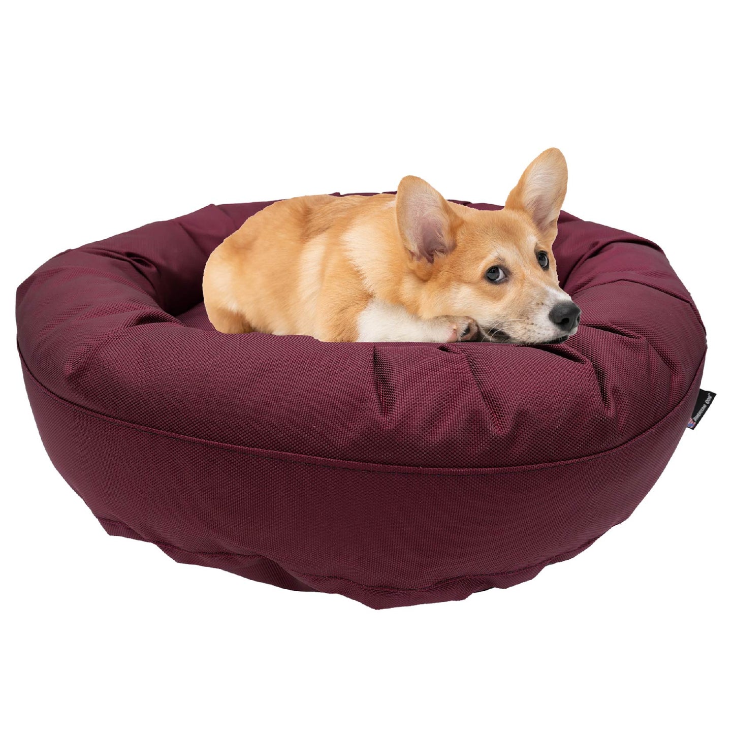 Dog Bed Round Bolster Armor™ 'Happy Pawlidays' American Dog