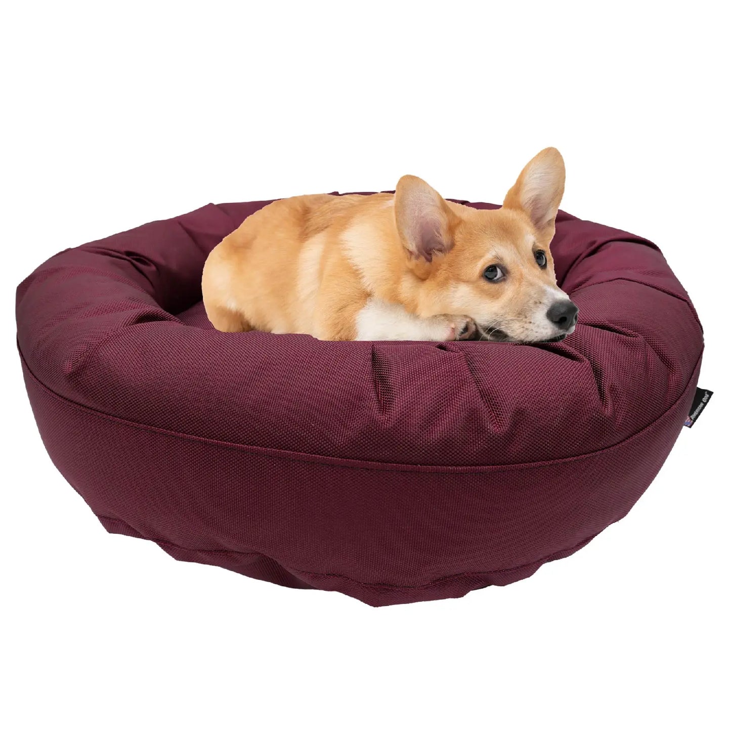 Dog Bed Round Bolster Armor™ 'Happy Pawlidays' American Dog