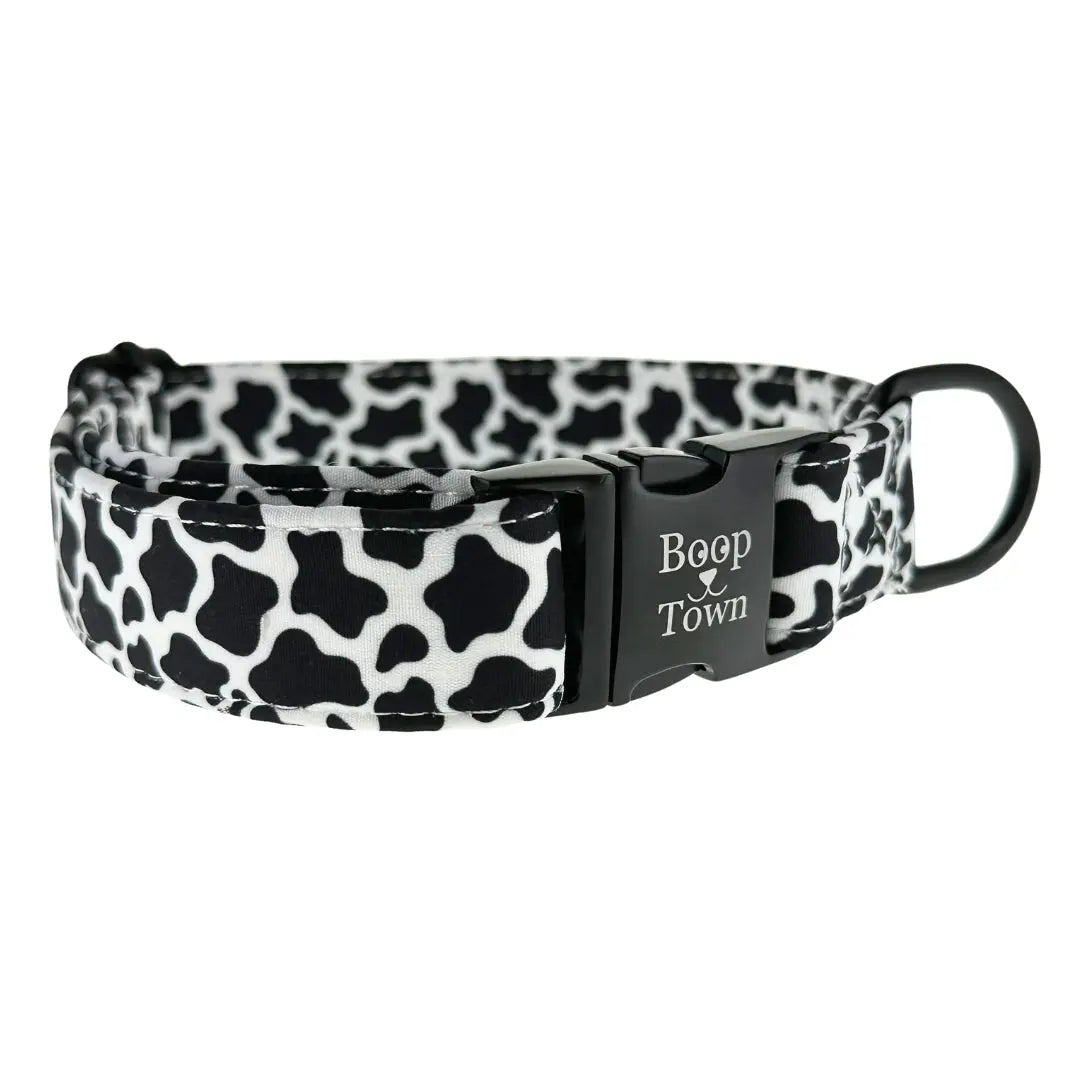 Boop Town Soft Cotton Dog Collar - Anti-Hair Matting & Durable Nylon Core - Quick Release Metal Buckle - Adjustable for Small Medium Large XL Dogs - Gold Tone Hardware