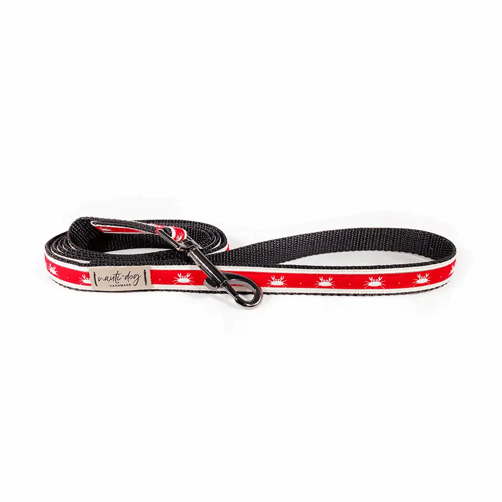 Crabby Red Maryland Crab Coastal Ribbon Dog Leash Nauti-dog Handmade