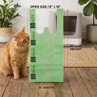 Green Cat Litter Bags – 8" x 16" with 5" Gusset & Handles – Made in USA