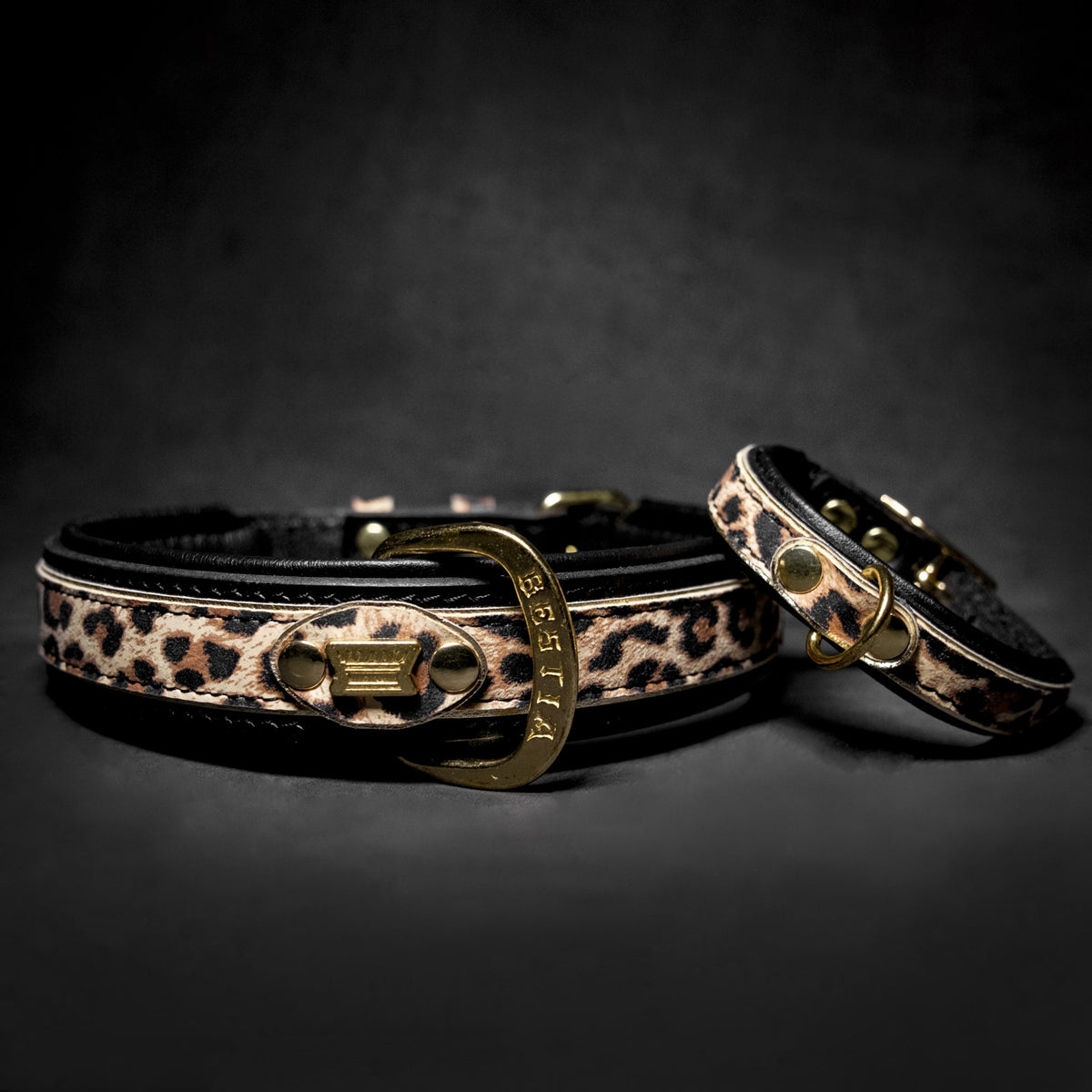 Bestia Leopard Leather Dog Collar