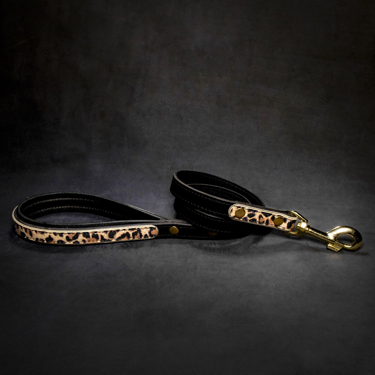 Bestia Leopard Leather Dog Leash