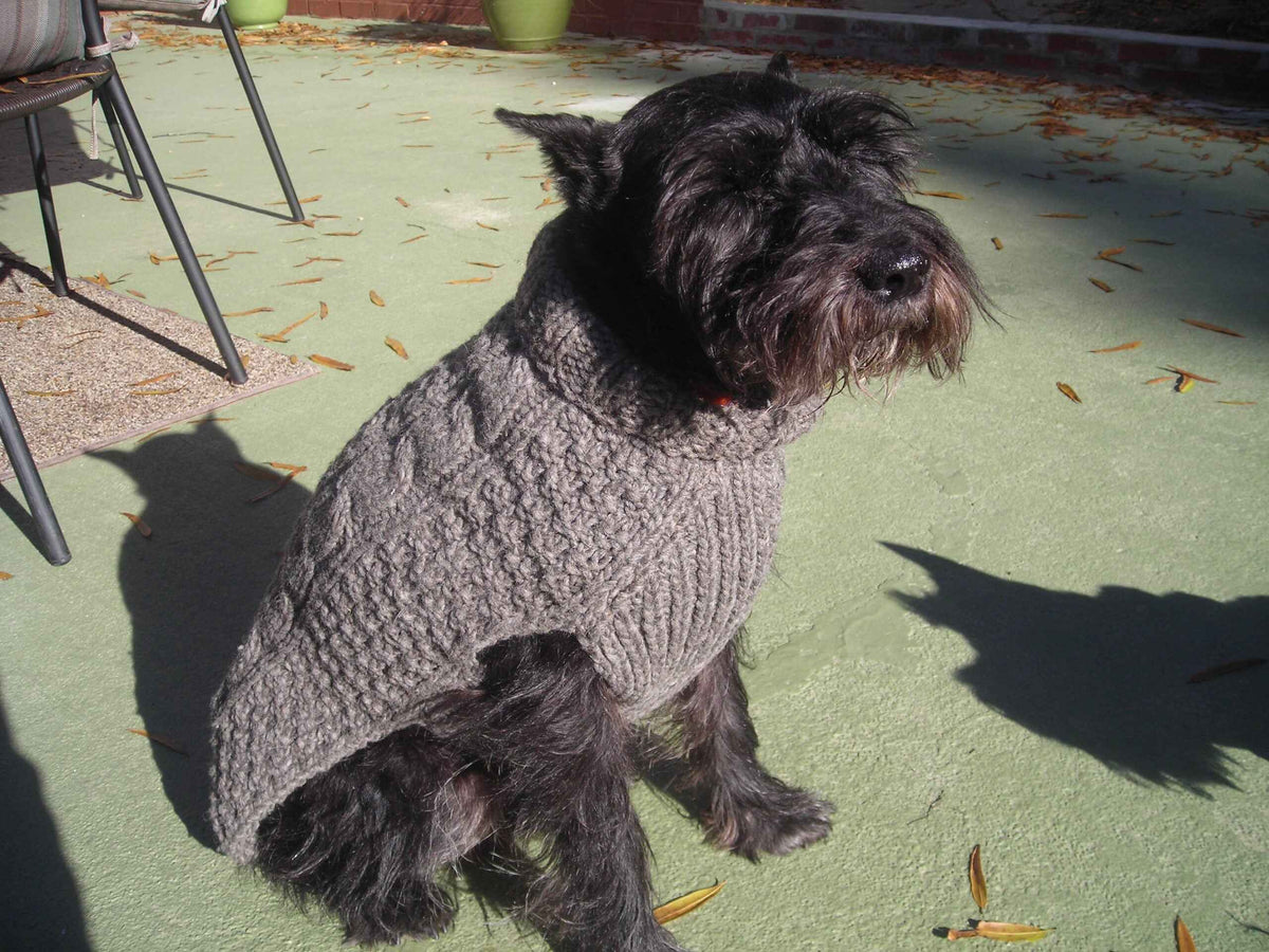 Gray Cable Knit Dog Sweater