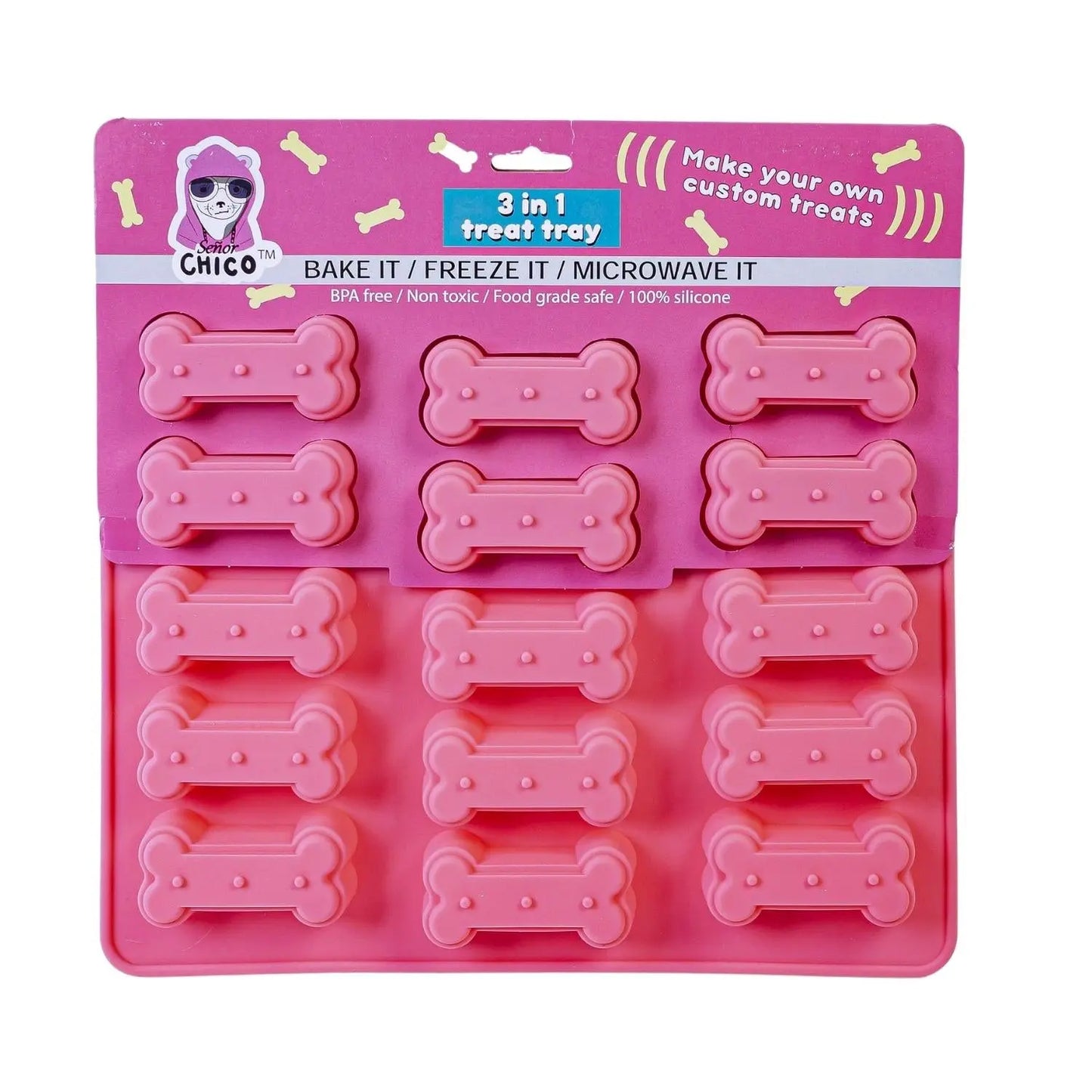 3-in-1 Dog Bone Silicone Treat Baking Tray for Healthy, Homemade Dog Treats and More American Pet Supplies