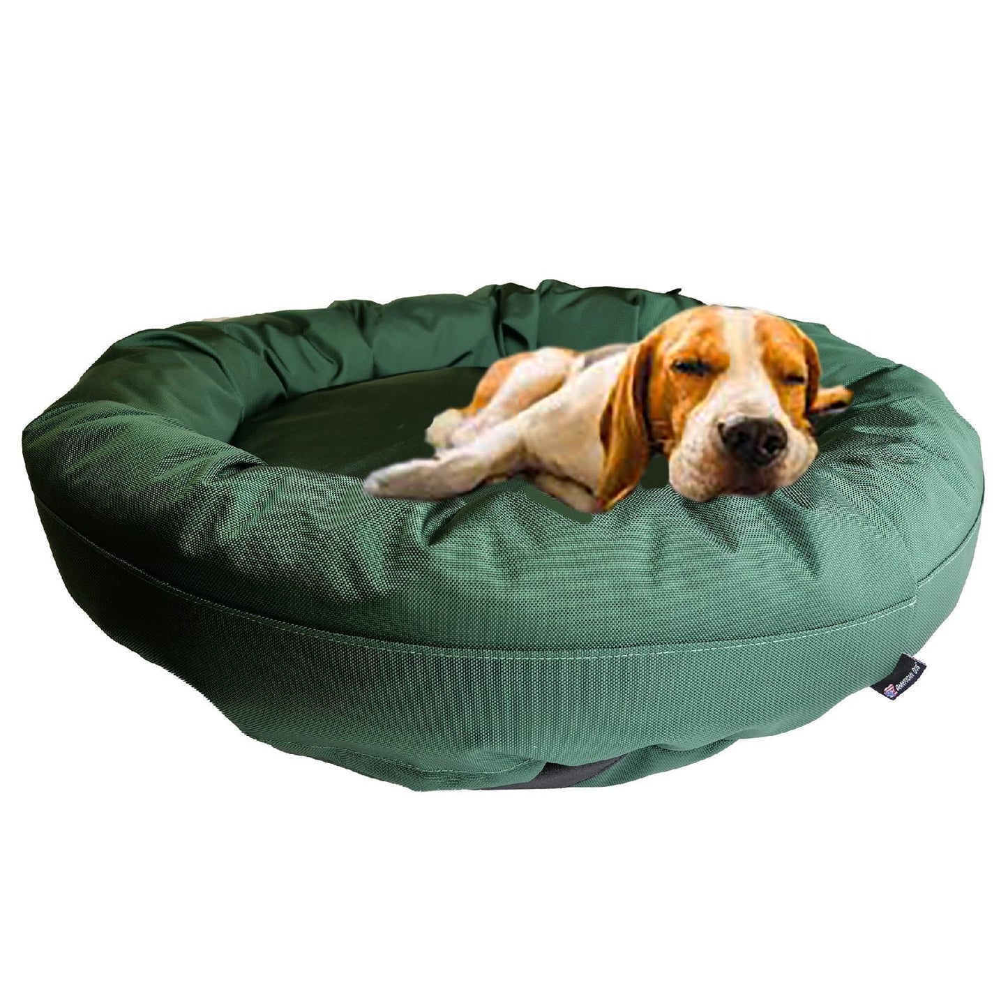 Dog Bed Round Bolster Armor™ 'Happy Pawlidays' American Dog
