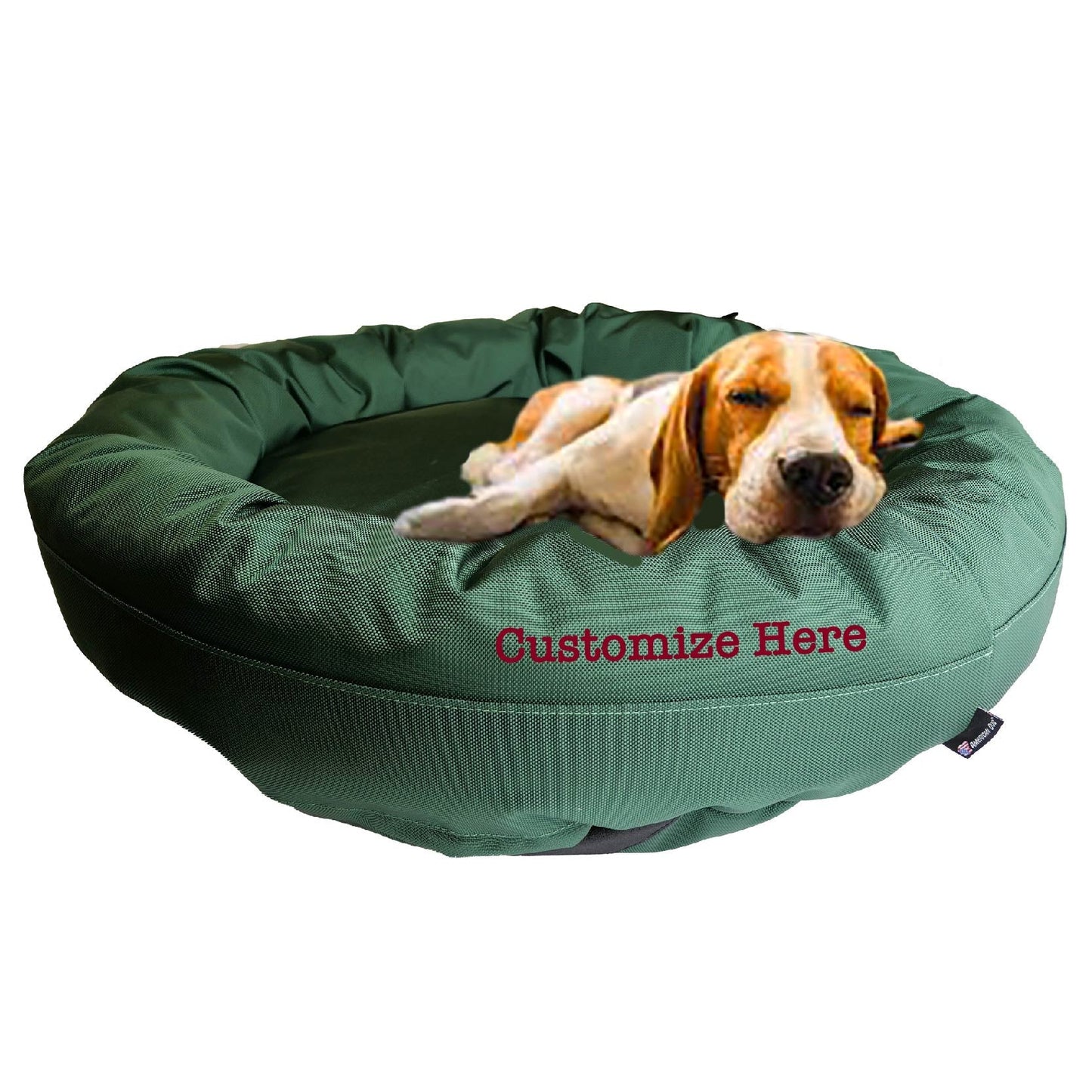 Dog Bed Round Bolster Armor™ 'Happy Pawlidays' American Dog