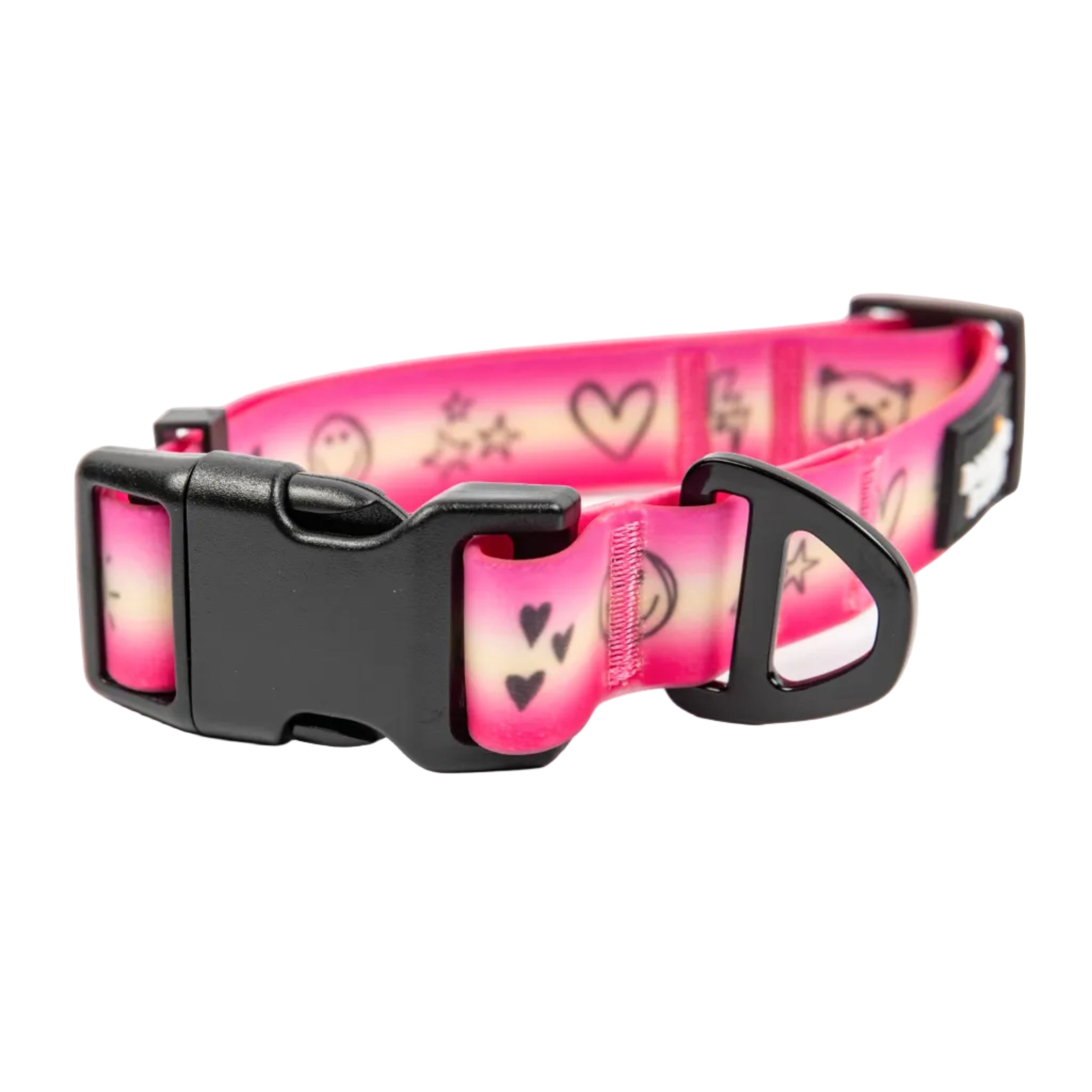 Doodles Print Waterproof Dog Collar - Pink Gradient