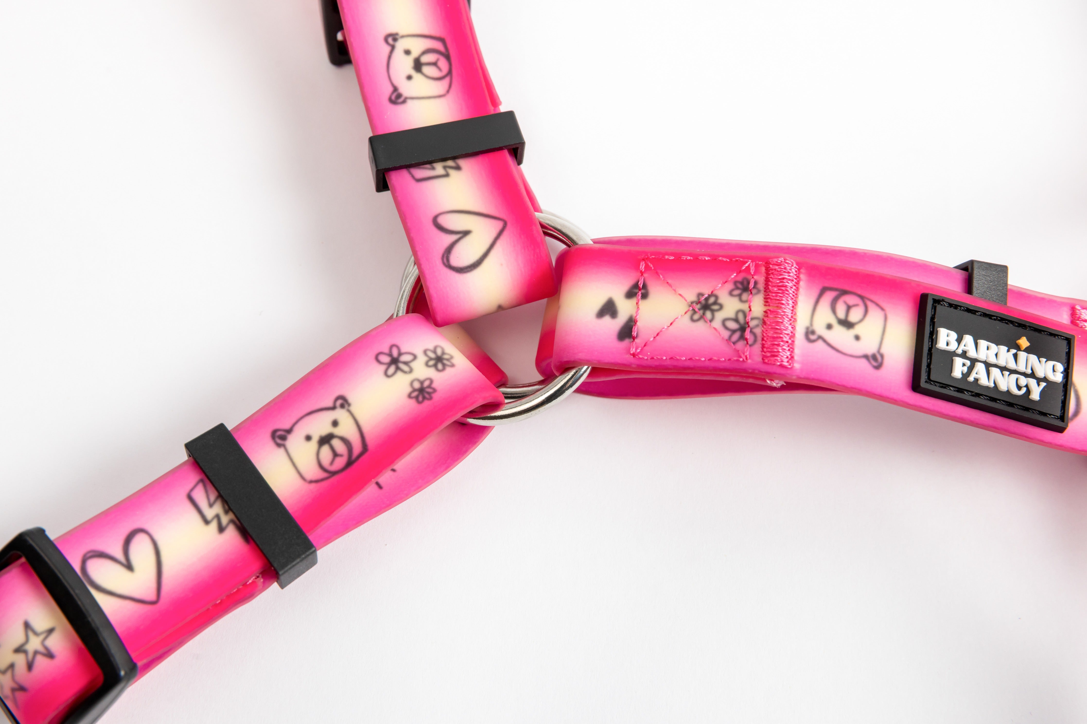 Doodles Print Waterproof Dog Harness - Pink Gradient