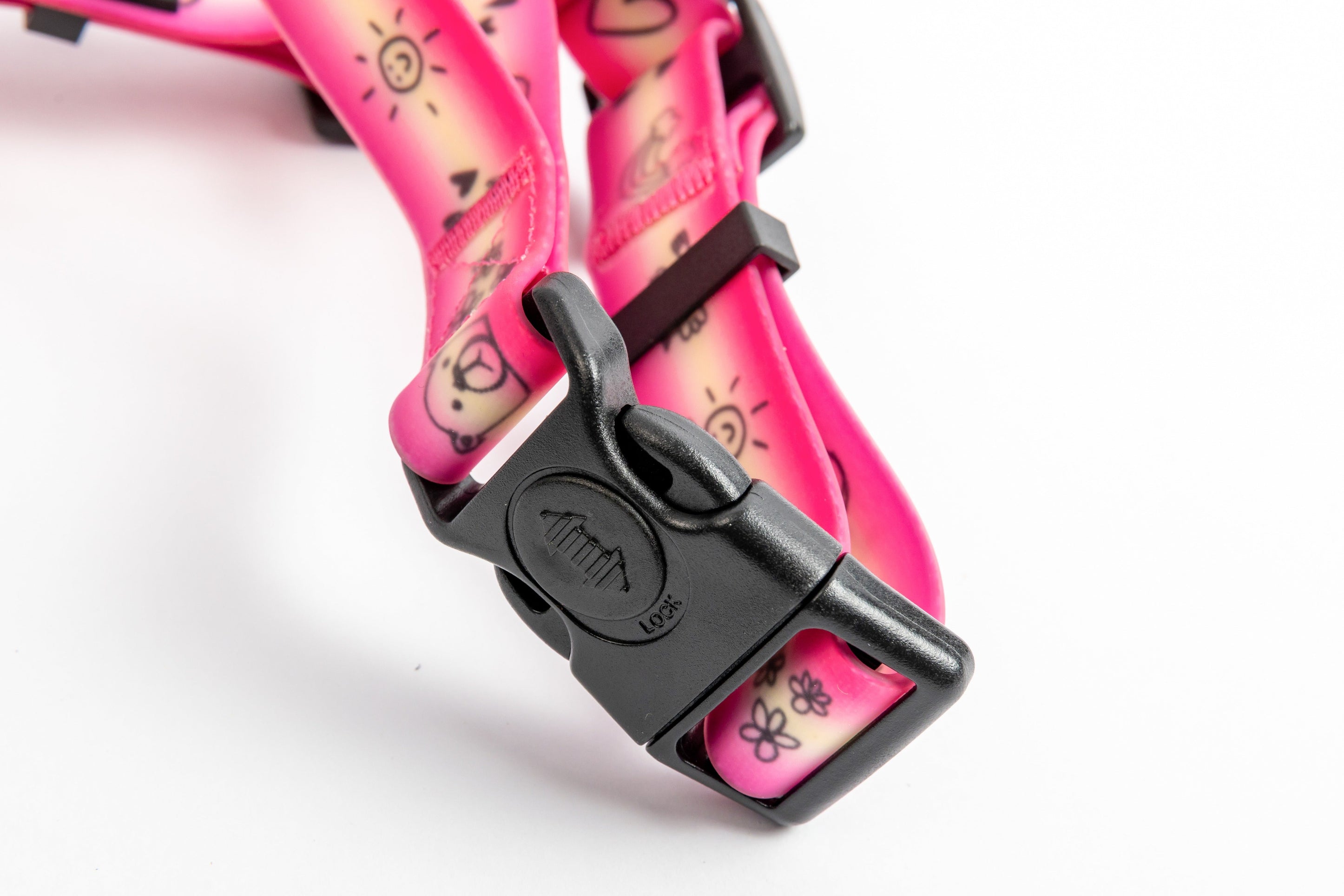 Doodles Print Waterproof Dog Harness - Pink Gradient