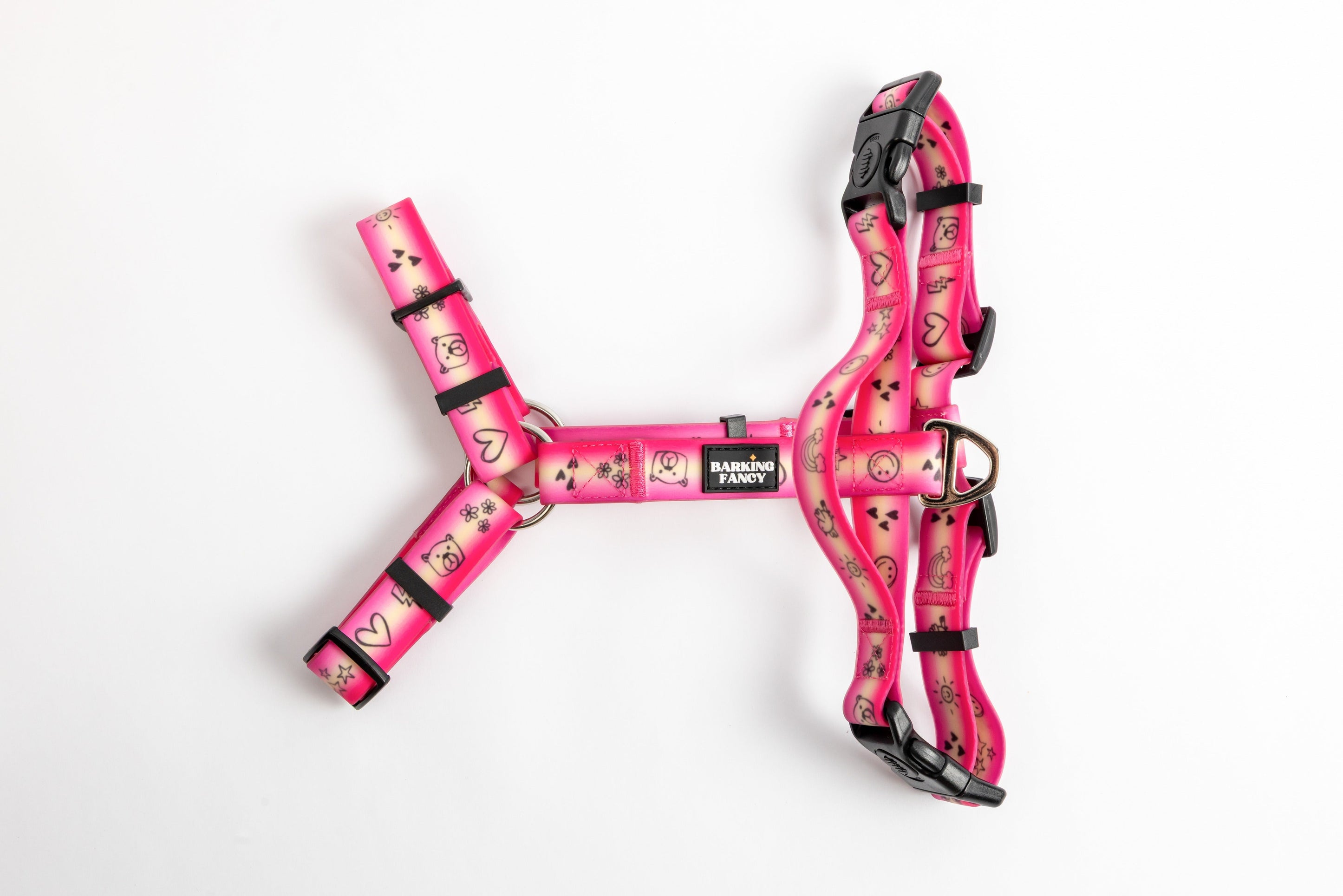 Doodles Print Waterproof Dog Harness - Pink Gradient