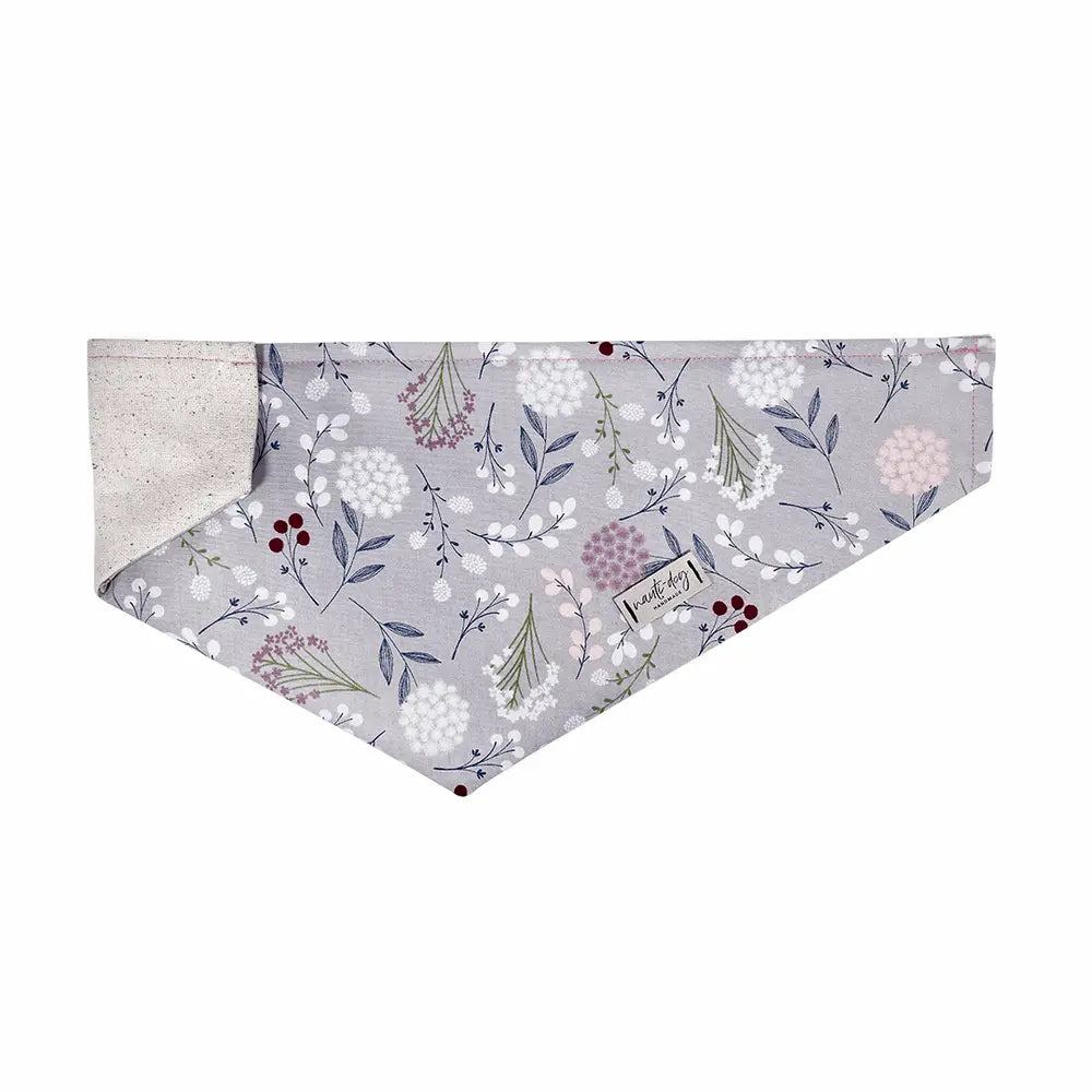 Elderberry Silver Fall Mod Floral Over-the-collar Dog Bandana Nauti-dog Handmade