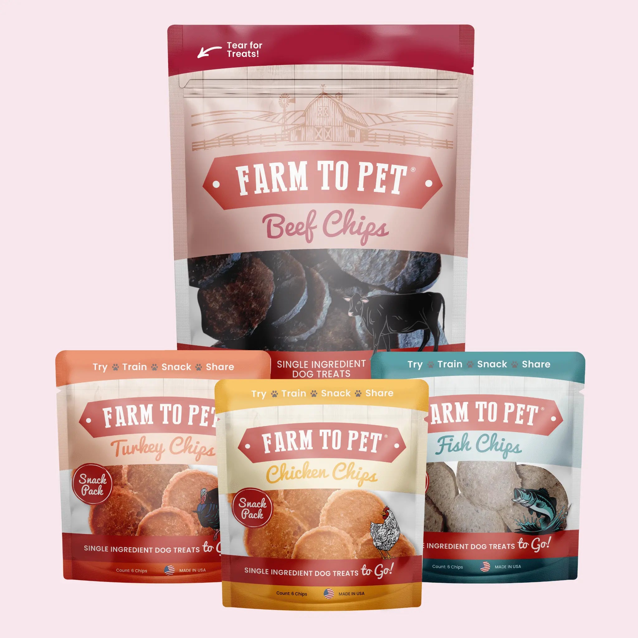 Puppy Packs 'n Snacks Dog Treat Starter Pack | Single-Ingredient Training Treats Farm To Pet