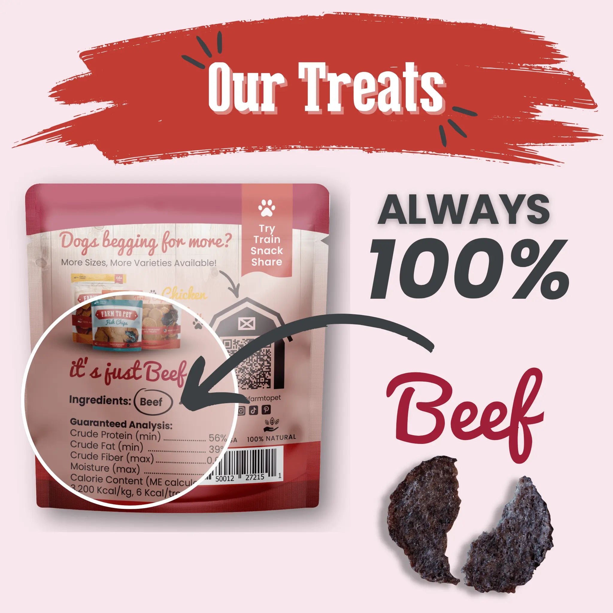 Beef Chips Snack Pack Bundles | Dog Treats for Training & Travel Farm To Pet