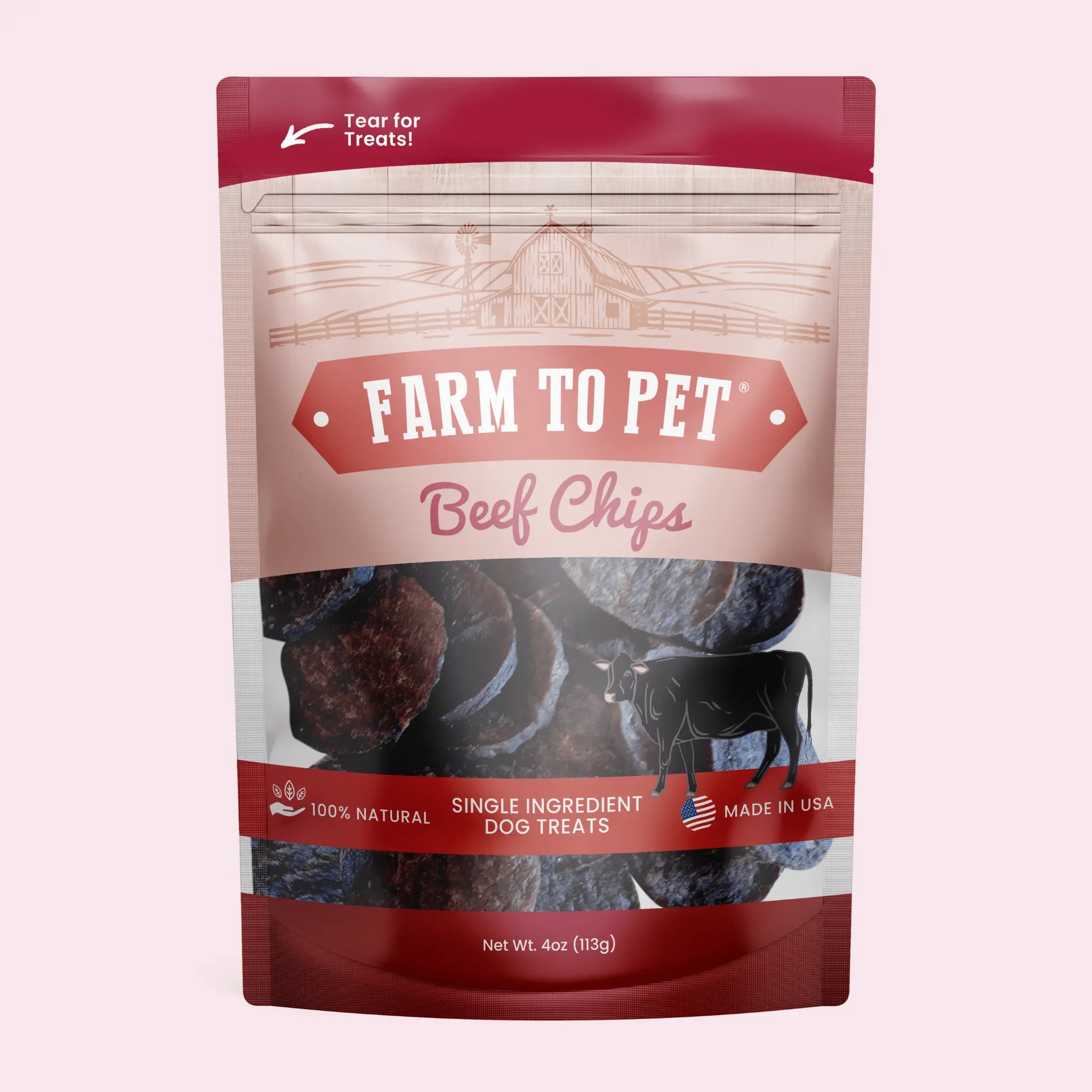 Beef Chips Dog Treats | Single-Ingredient Healthy Treats for Dogs Farm To Pet
