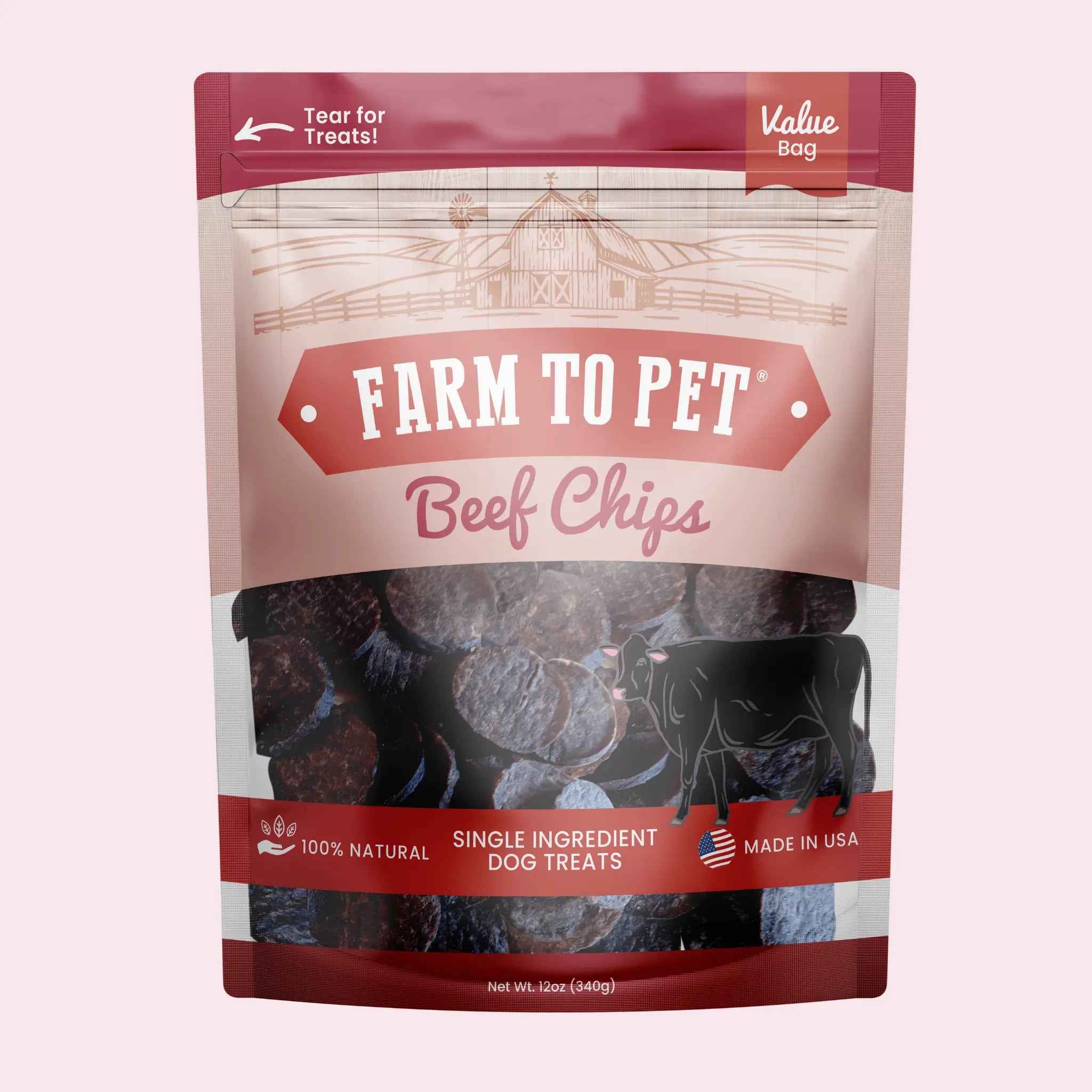 Beef Chips Dog Treats | Single-Ingredient Healthy Treats for Dogs Farm To Pet