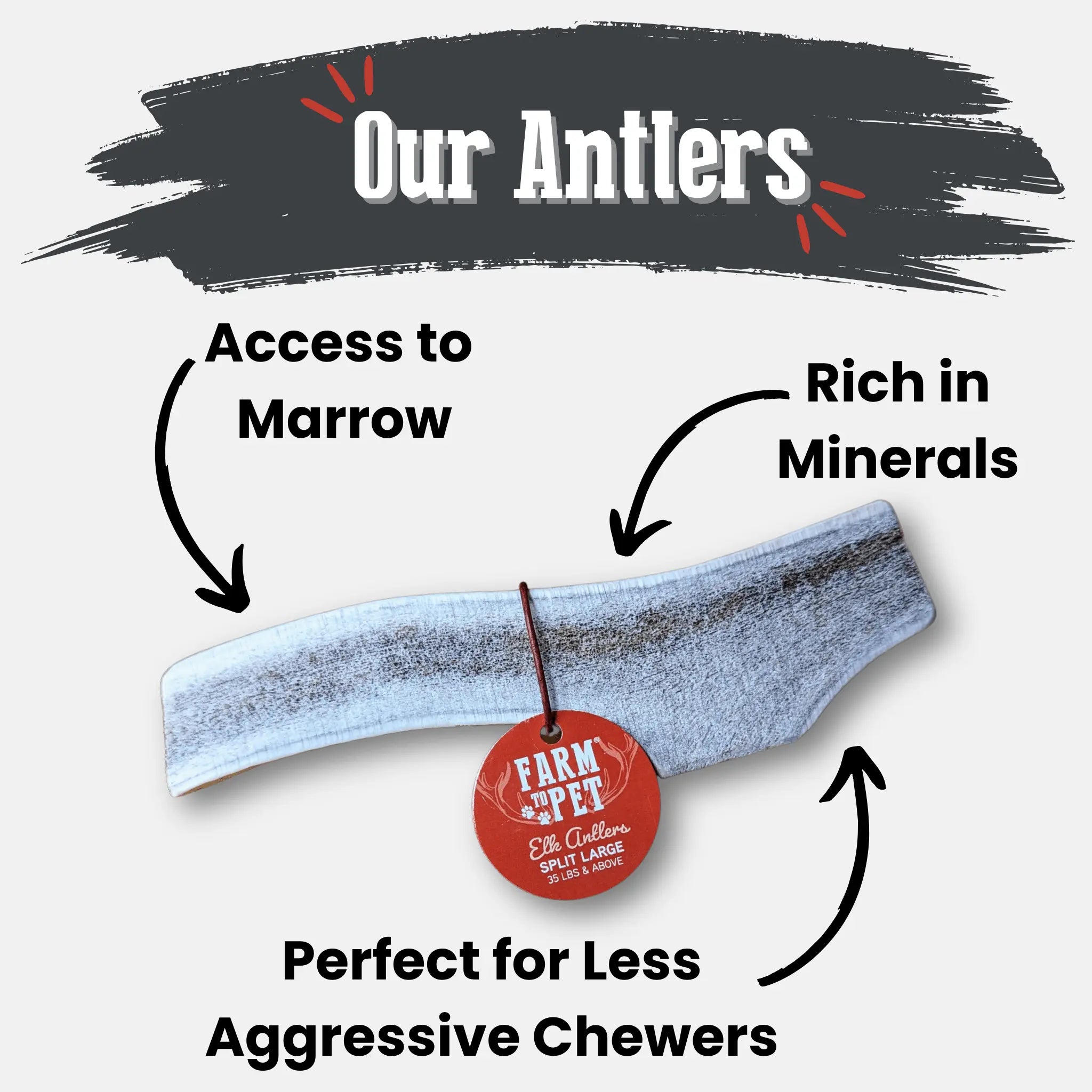 Elk Antler Dog Chews | All-Natural Whole and Split Elk Antler Chews for Dogs Farm To Pet