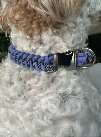 Fishtail Braid in Lavender & Silver Diamond - Handmade Dog Collar Pawsh Pup Co.