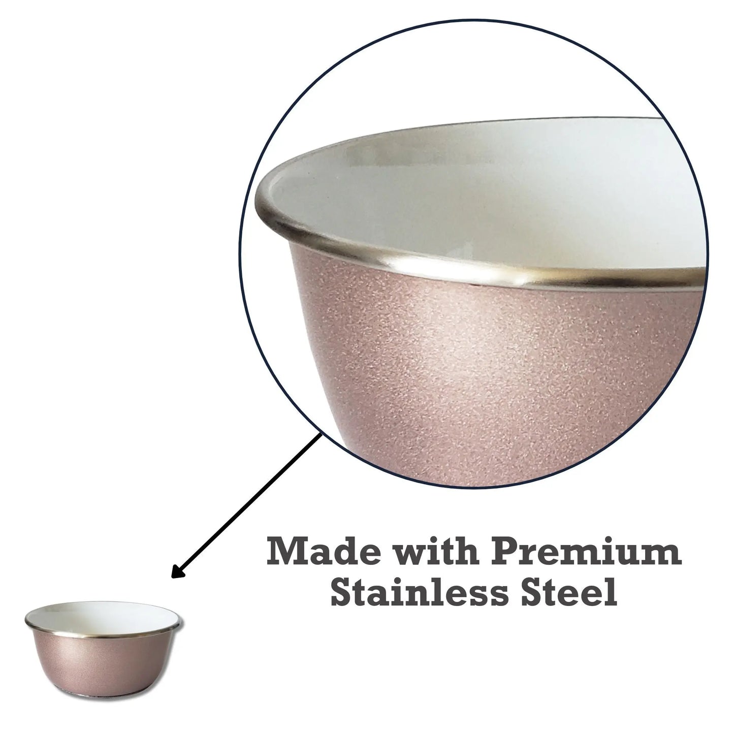 Deep Dog Bowl with Paw Print Design – Stainless Steel Bowl, Ideal for Small, Medium to Large Dogs – Rose Gold American Pet Supplies