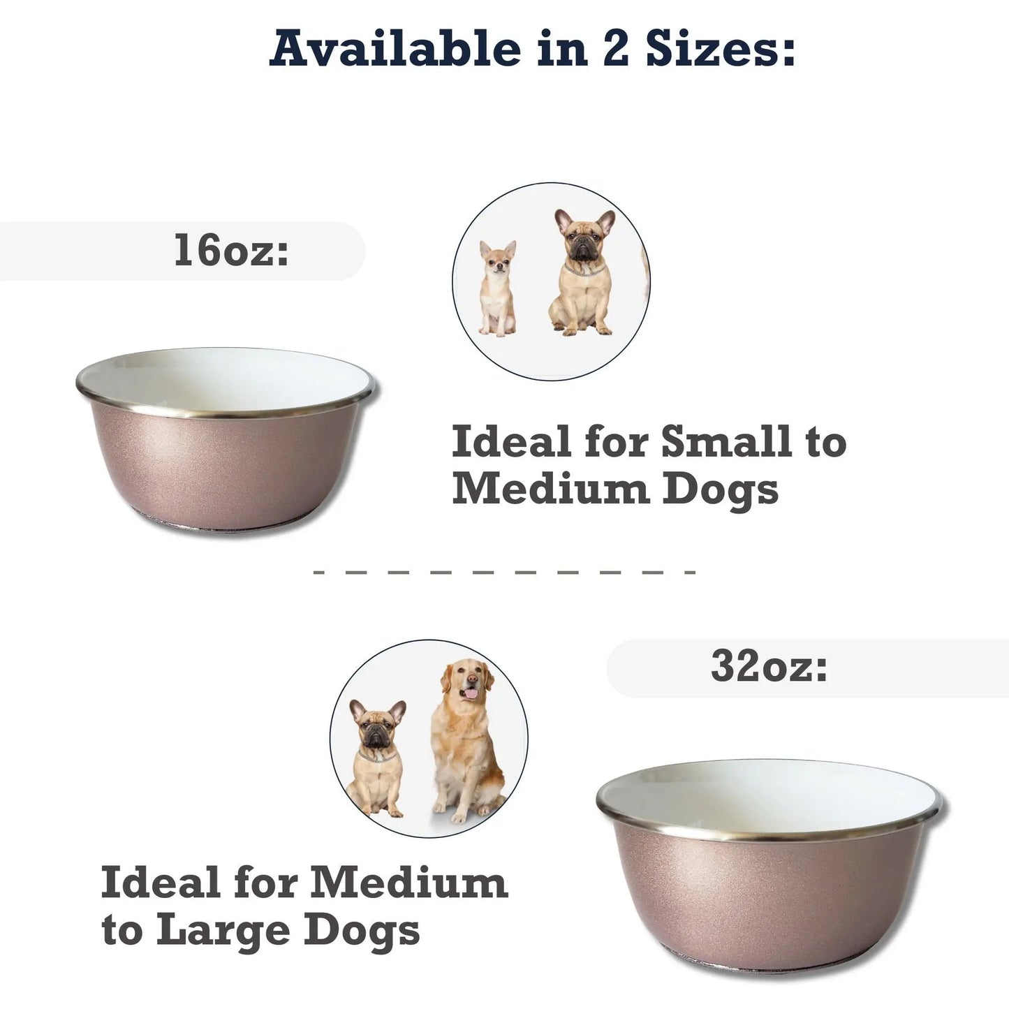 Deep Dog Bowl with Paw Print Design – Stainless Steel Bowl, Ideal for Small, Medium to Large Dogs – Rose Gold American Pet Supplies