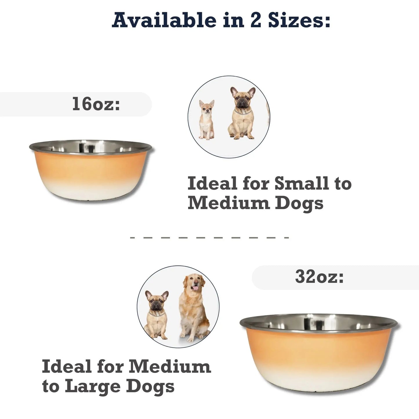 Deep Dog Bowl – Stainless Steel Bowl, Ideal for Small, Medium & Large Dogs – Peach Coral American Pet Supplies