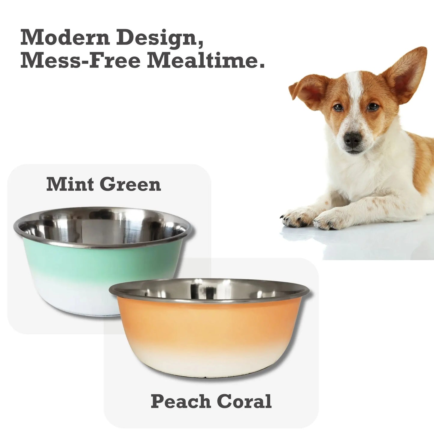 Deep Dog Bowl – Stainless Steel Bowl, Ideal for Small, Medium & Large Dogs – Peach Coral American Pet Supplies