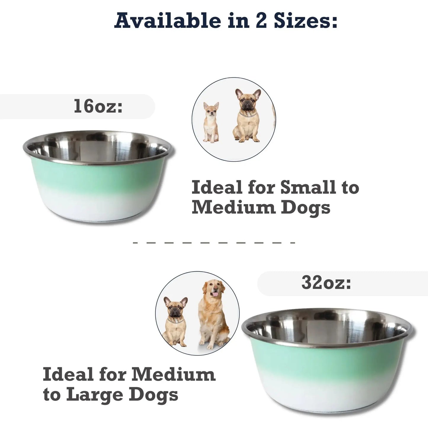 Deep Dog Bowl – Stainless Steel Bowl, Ideal for Small, Medium & Large Dogs – Mint Green American Pet Supplies