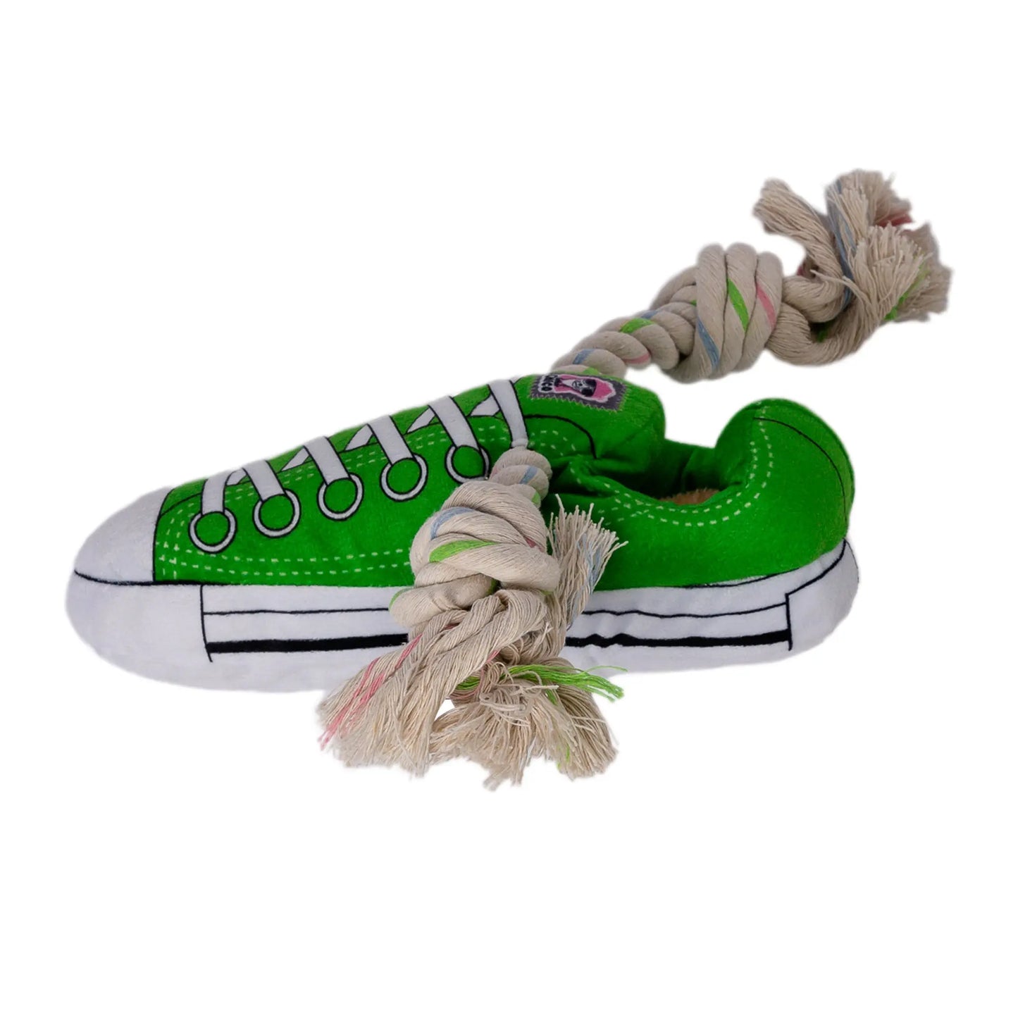 Squeaky Comfort Plush Sneaker Dog Toy – with Treat Compartment, Safe & Durable – Green American Pet Supplies