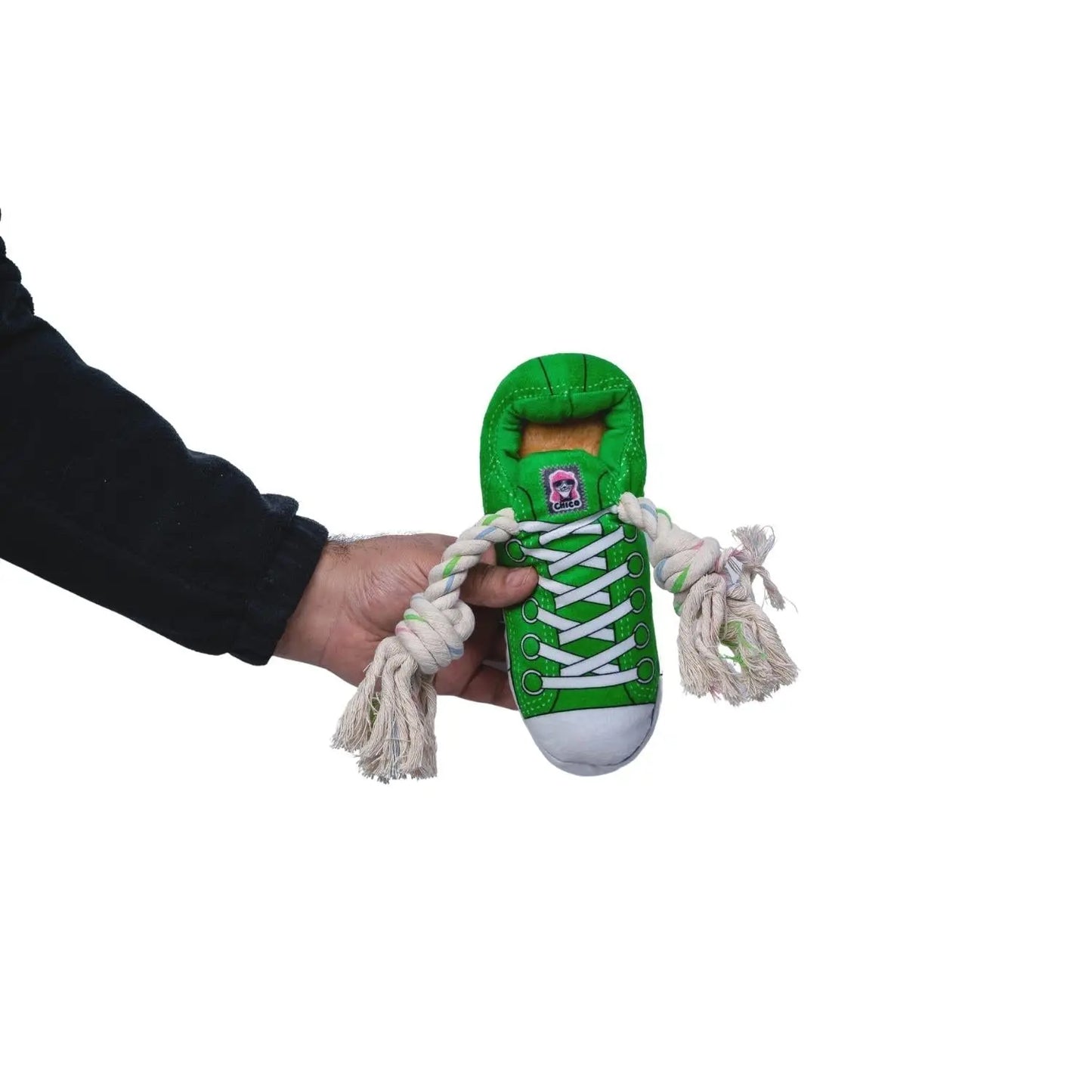 Squeaky Comfort Plush Sneaker Dog Toy – with Treat Compartment, Safe & Durable – Green American Pet Supplies