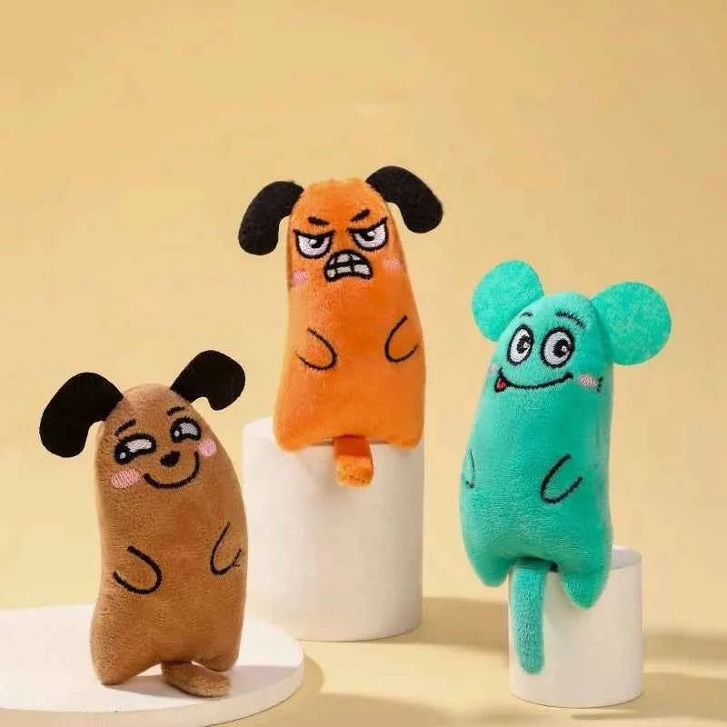 Idepet Catnip Plush Cat Toy - Cute Cartoon Thumb Toy with Tail