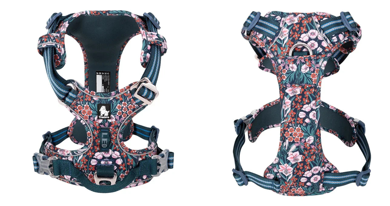 Truelove Floral No Pull Dog Harness - Reflective Cotton Vest