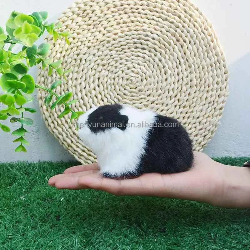 Realistic Faux Fur Hamster & Guinea Pig Figurine Lifelike Small Rodent Model for Desktop Decor,Gift,Educational&Photography Prop