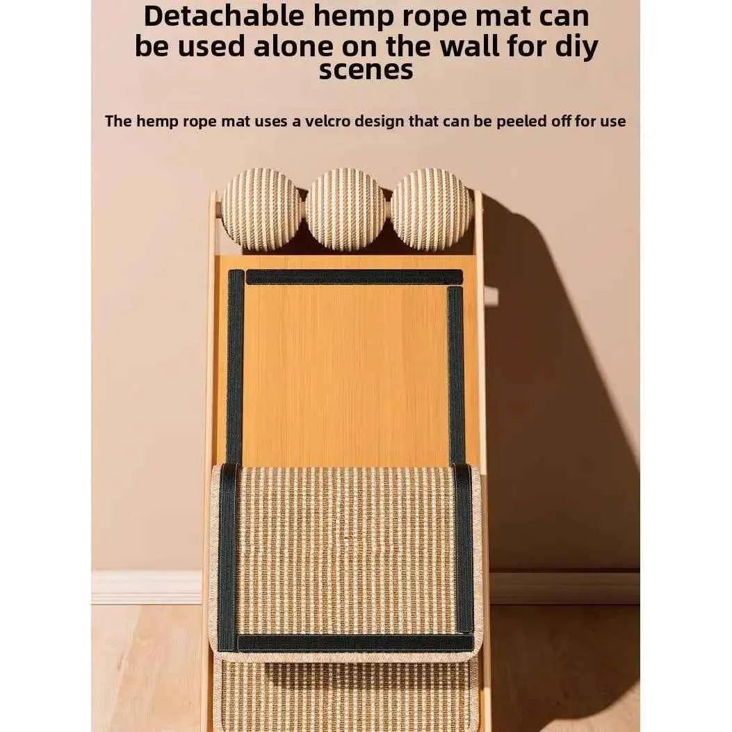 Large Vertical Cat Tree - Wood and Sisal Scratching Tower House