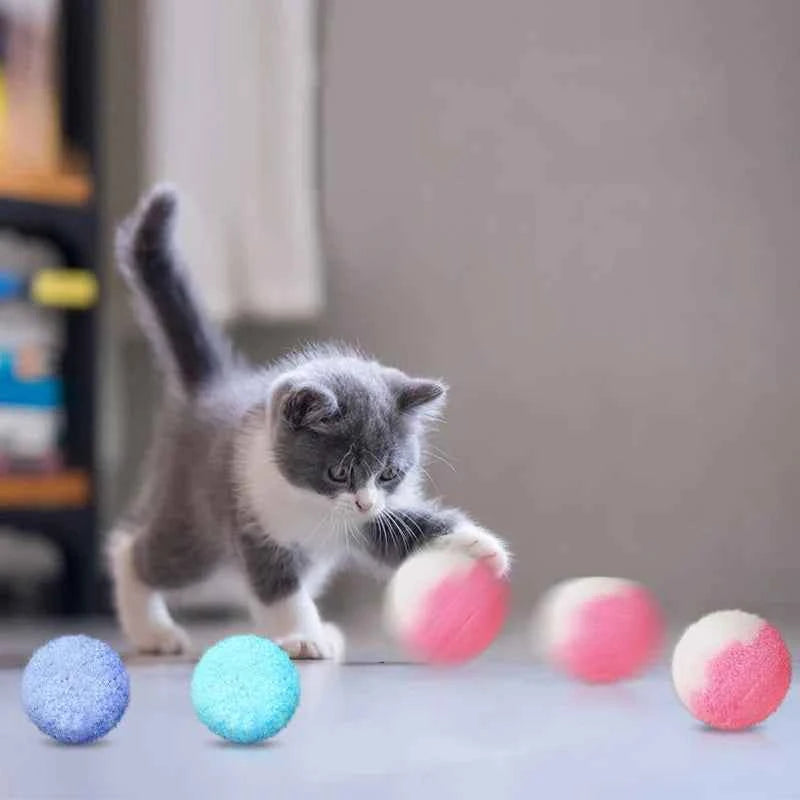 Polyester Rope Cat Toy - Colorful Pom Pom Balls for Teeth Cleaning