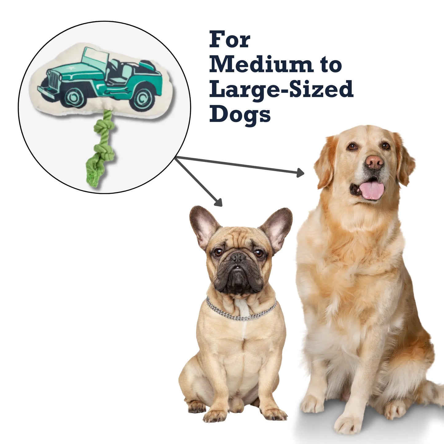 Country Living Retro Army Jeep with Squeaker & Crinkle Paper Plush Dog Toy American Pet Supplies