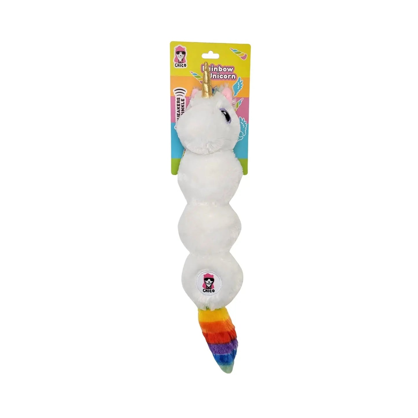 Colorful Unicorn Magical Creature Plush Dog Toy – with Squeaker & Crinkle Paper for Fun Play American Pet Supplies