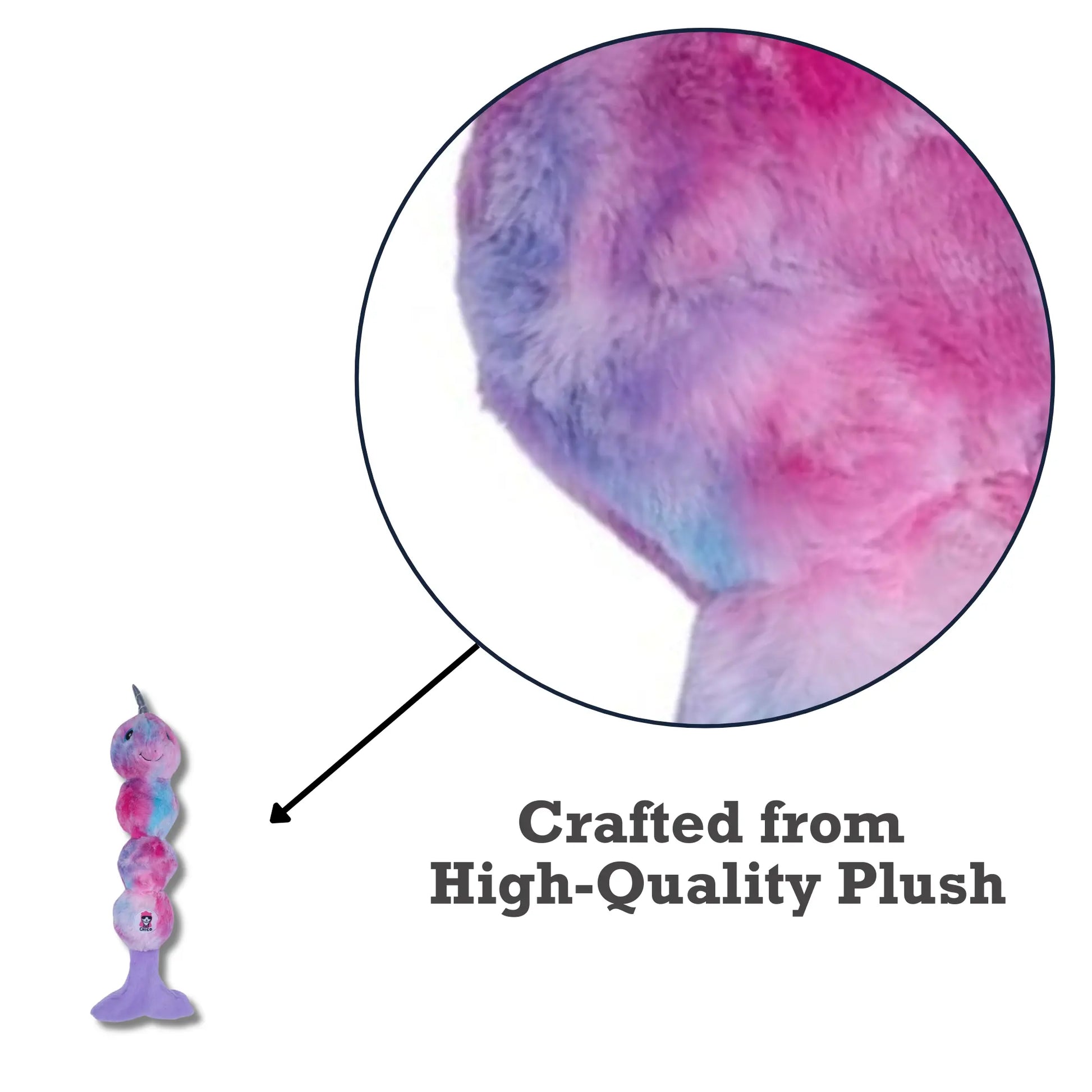 Tie Dye Skinny Narwhal Magical Creature Plush Dog Toy – with Squeaker & Crinkle Paper for Fun Play American Pet Supplies
