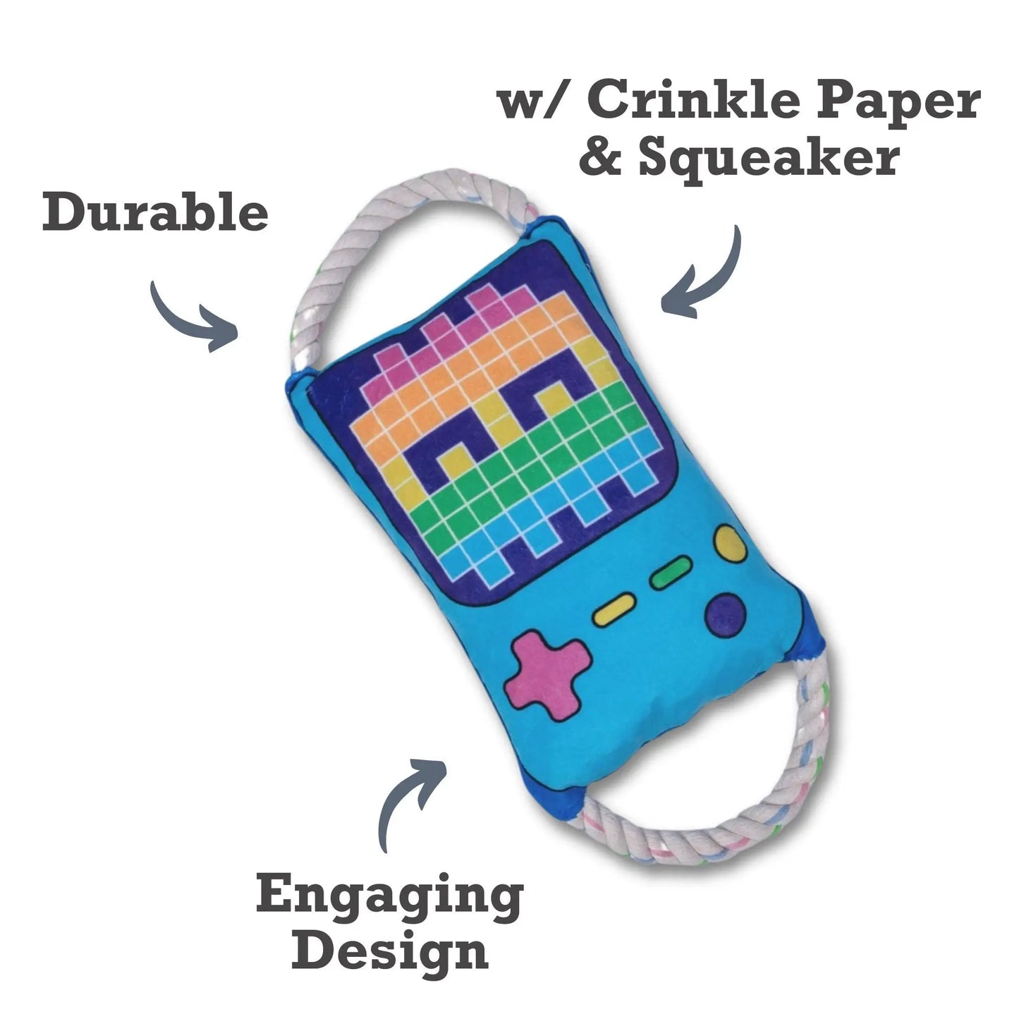 Retro Gamer Plush Dog Toy – with Squeaker & Crinkle Paper for Fun Play American Pet Supplies