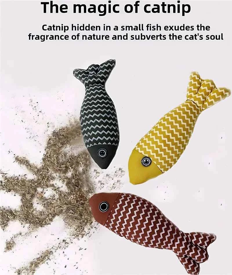 Geshifeng Linen Fish Catnip Toy - Interactive Plush Cat Toy