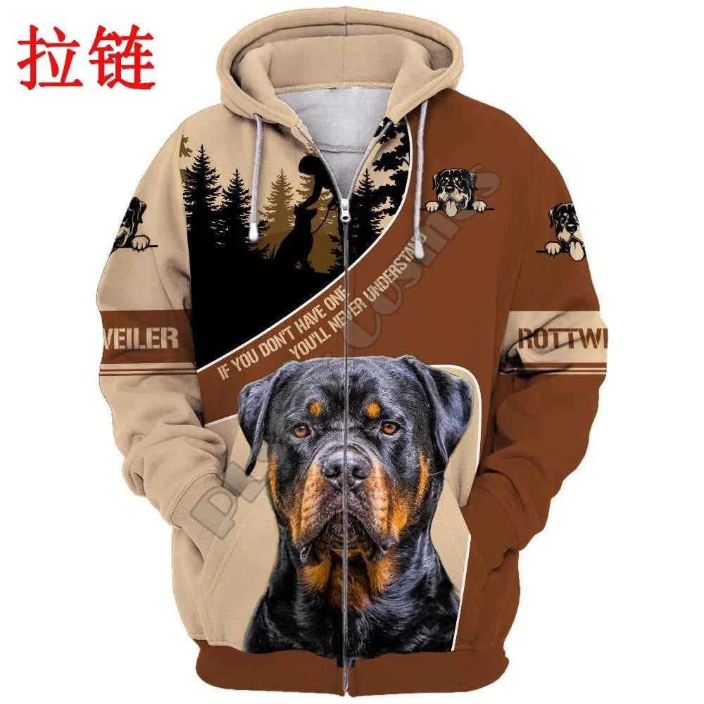 Love Rottweiler Dog 3D Printing Fashion Mens Hoodie Streetwear Pullover Autumn Sweatshirt Unisex Casual Jacket Tracksuit DW678