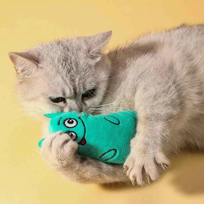Idepet Catnip Plush Cat Toy - Cute Cartoon Thumb Toy with Tail