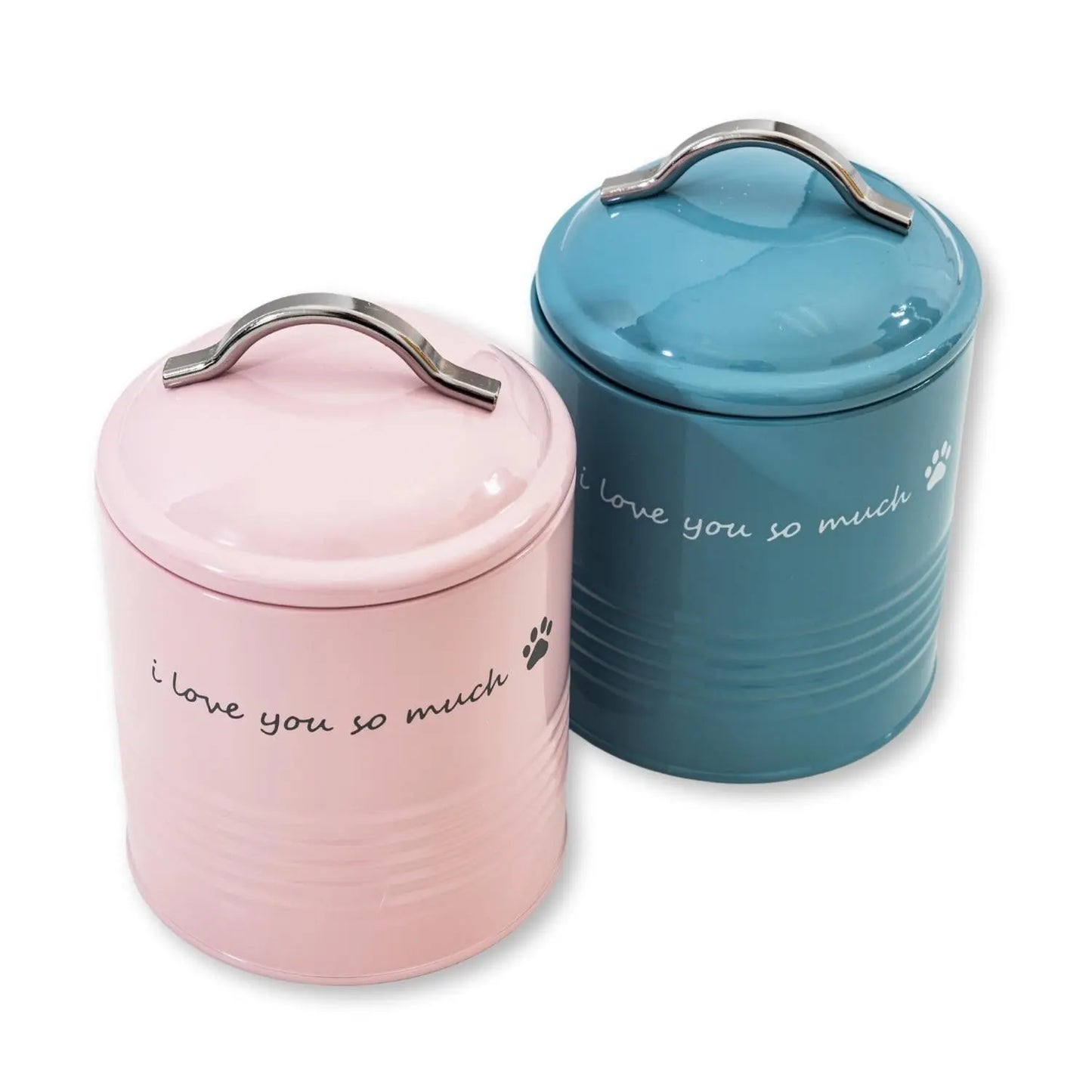 "I Love You So Much" Dog Treat Canister Gift Set – Pink & Blue American Pet Supplies