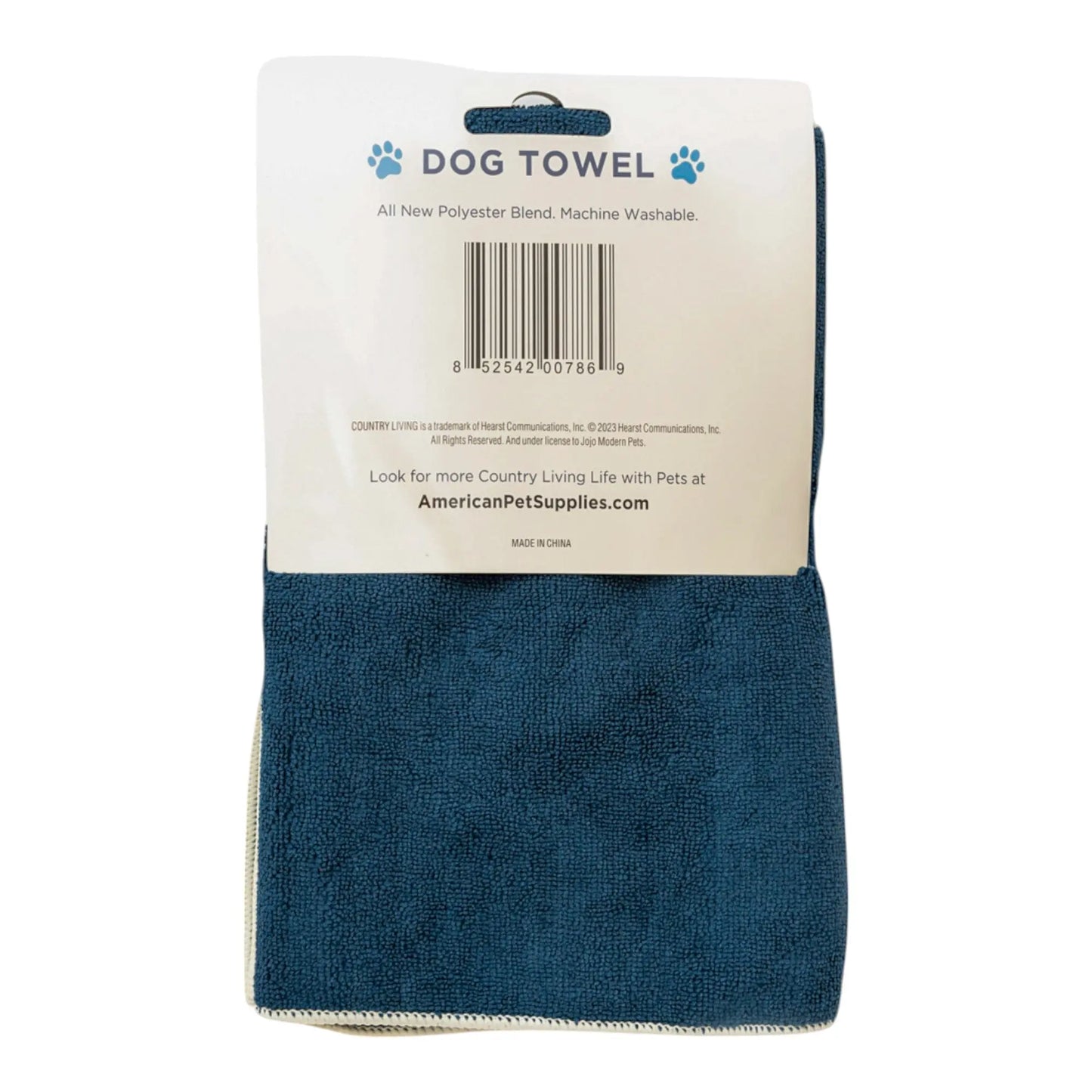 Country Living Large Marine Blue Microfiber Dog Bath Towel with Embroidered Paw Print American Pet Supplies