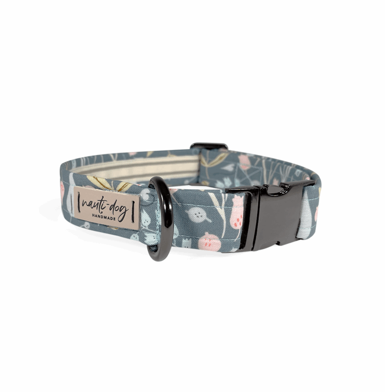 Juniper Sage Mod Fall Floral Buckle & Martingale Dog Collar Nauti-dog Handmade