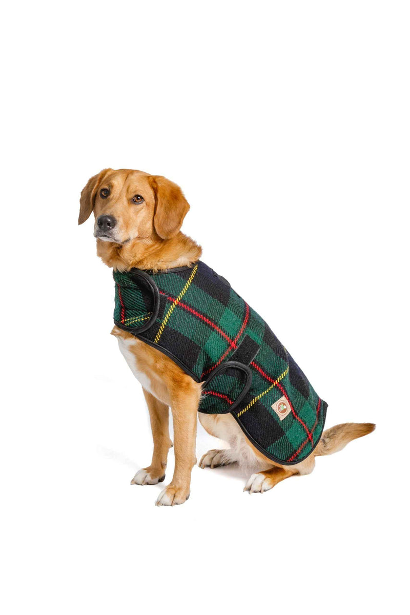 Navy Tartan Plaid Blanket Dog Coat