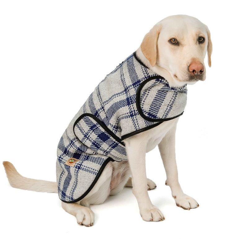 Gray and Blue Plaid Blanket Dog Coat