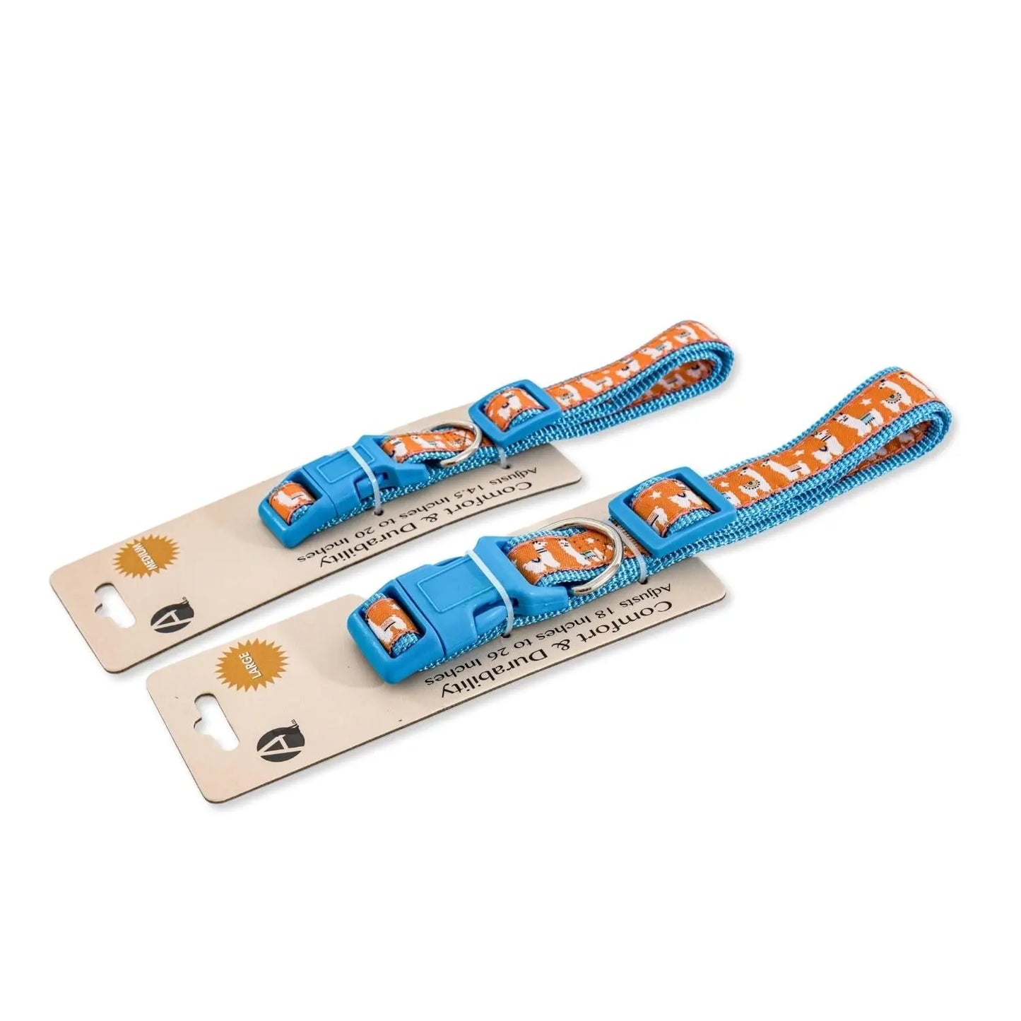 Nylon Dog Collar with Embroidered Llama Design, Adjustable, Comfortable & Secure Fit American Pet Supplies